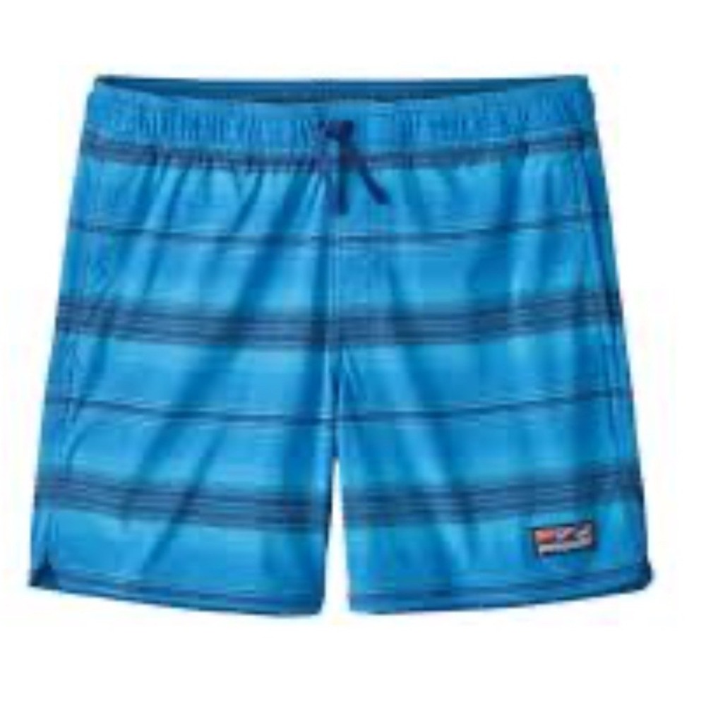Patagonia Mens Stretch Wavefarer Volley Shorts Blue Striped Board Shorts Small